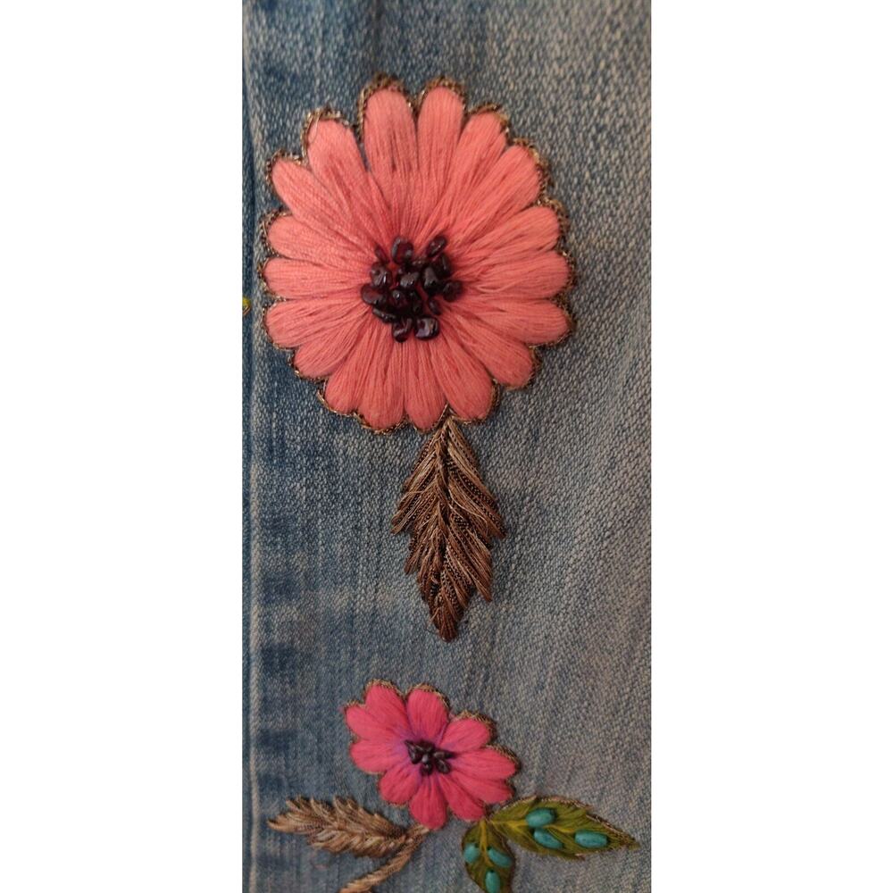Vintage Y2K Embroidered Denim Jeans Sz 6 Dana Buchman Ileana Boho Boot Cut - Picture 7 of 16